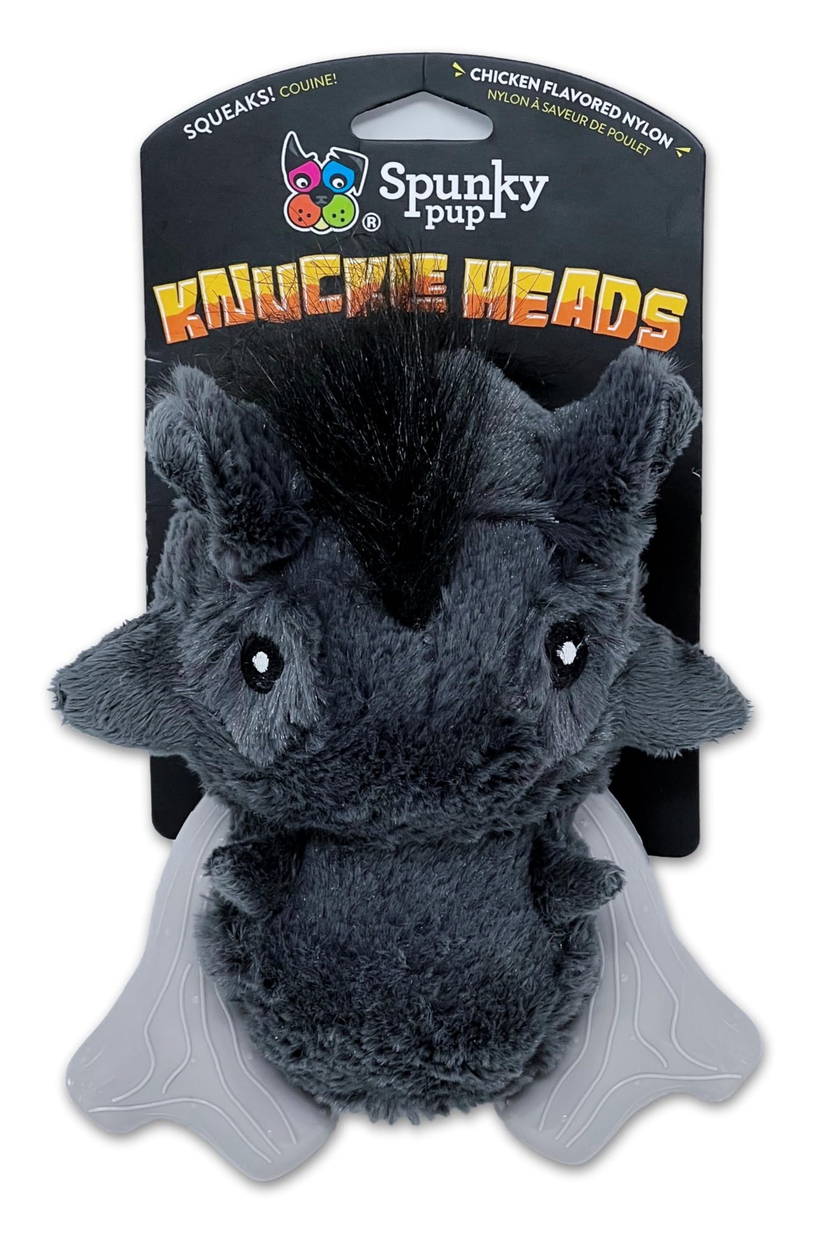 Spunky pup Knucklehead Durable Dog Toy - 2-in-1 Plush & Chew Toy for Aggressive Chewers Chicken-Flavored Dental Chew Durable Double-Stitched Squeaker- Warthog
