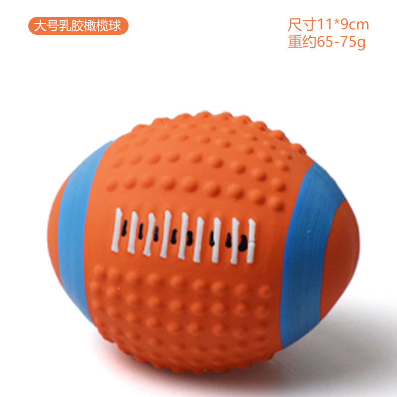 Squeaky Latex Sports Ball Chew Toy — Football, Rugby & More