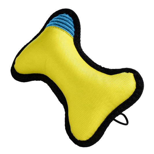 Pawty Dog Toys - PAWTY Bone - Tough Chew Resistant Dog Toy - The Ultimate Dog Toy for Aggressive Chewers - Durable Heavy Duty Dog Toy - Chew Toy for Strong Chewers (Yellow/Blue)
