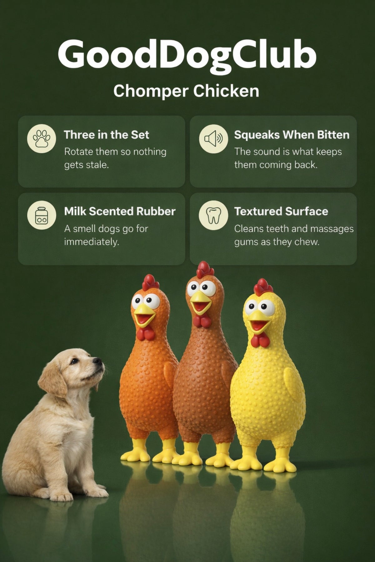 Chomper Chicken—(15-35lbs)3-Pack!