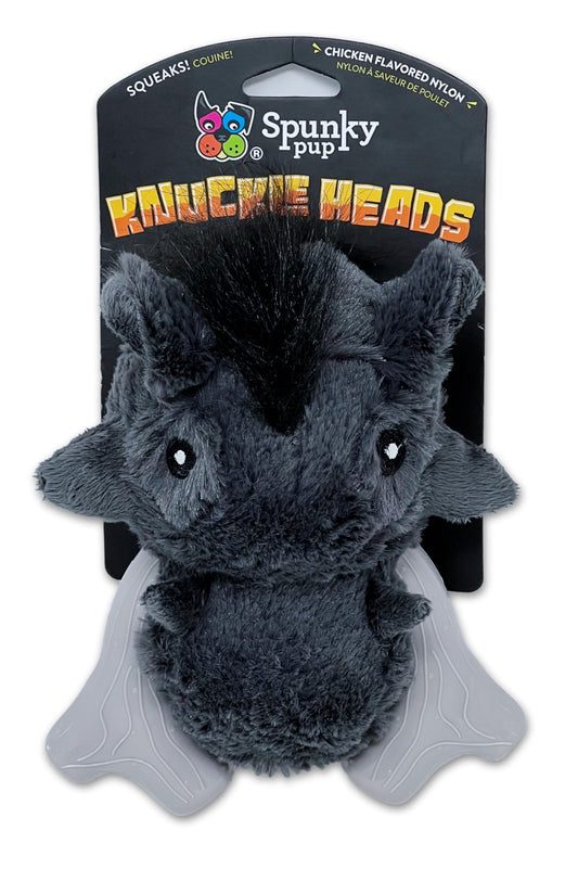 Spunky pup Knucklehead Durable Dog Toy - 2-in-1 Plush & Chew Toy for Aggressive Chewers Chicken-Flavored Dental Chew Durable Double-Stitched Squeaker- Warthog