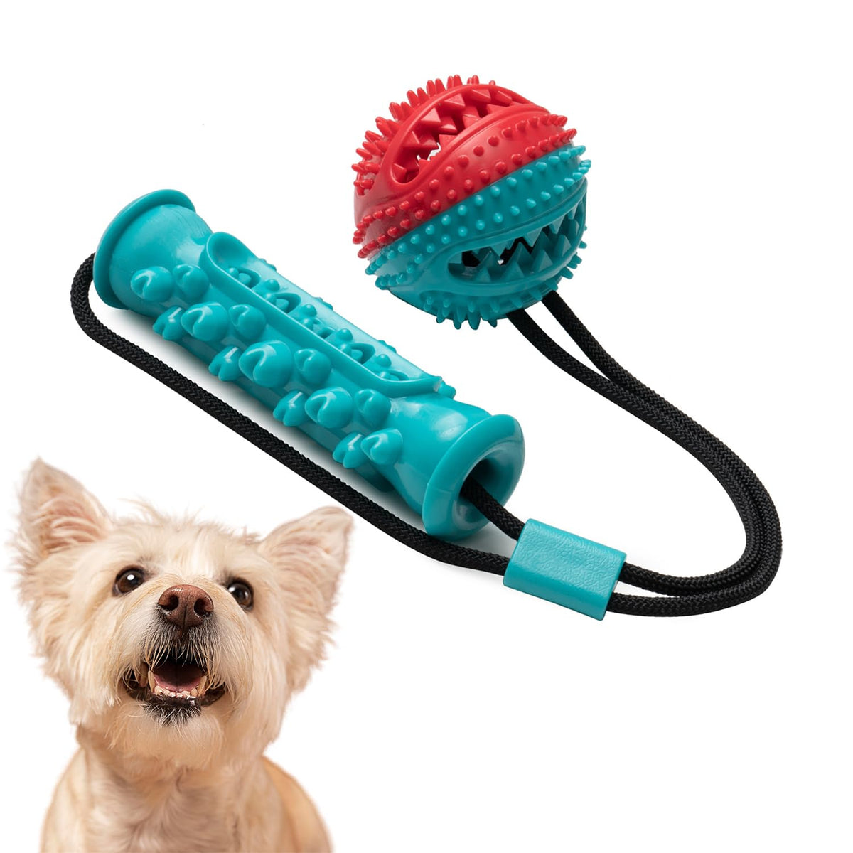 Paw-er Play Dog Chew Toy with Rope and Ball Attachment - Durable Squeaky Dog Chew Toy for Aggressive Chewer Large Breed - Non-Toxic and Interactive Dental Cleaning Toy