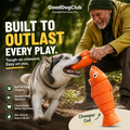 Chomper Cod dog toy with husky