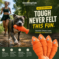 Chomper Cod dog toy with pit bull mix
