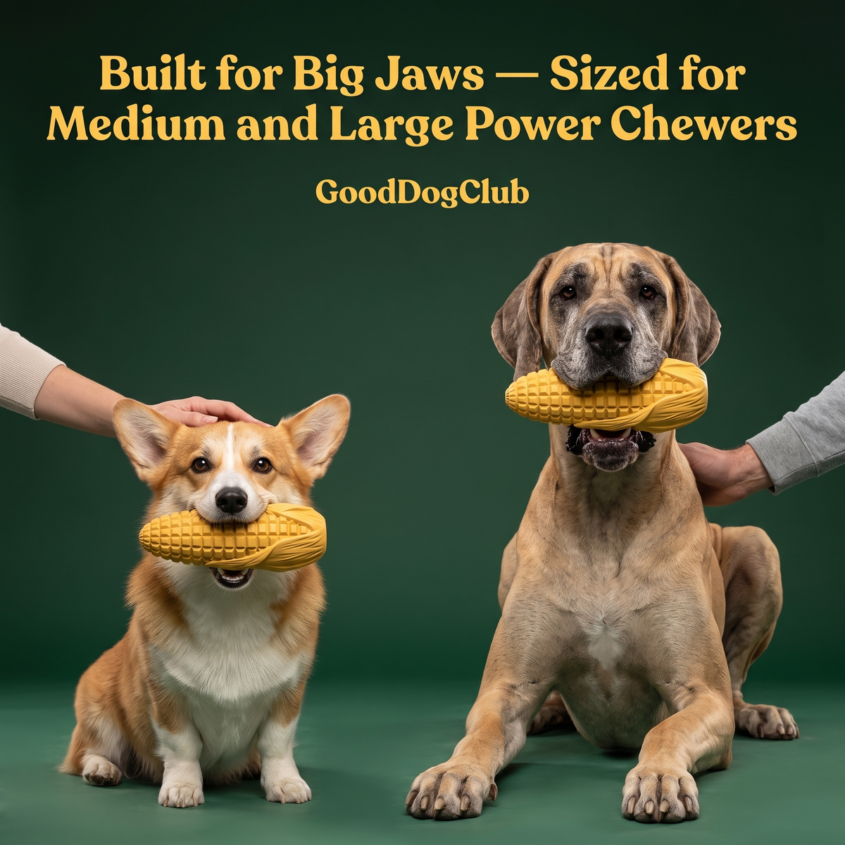 Corgi and Great Dane size comparison
