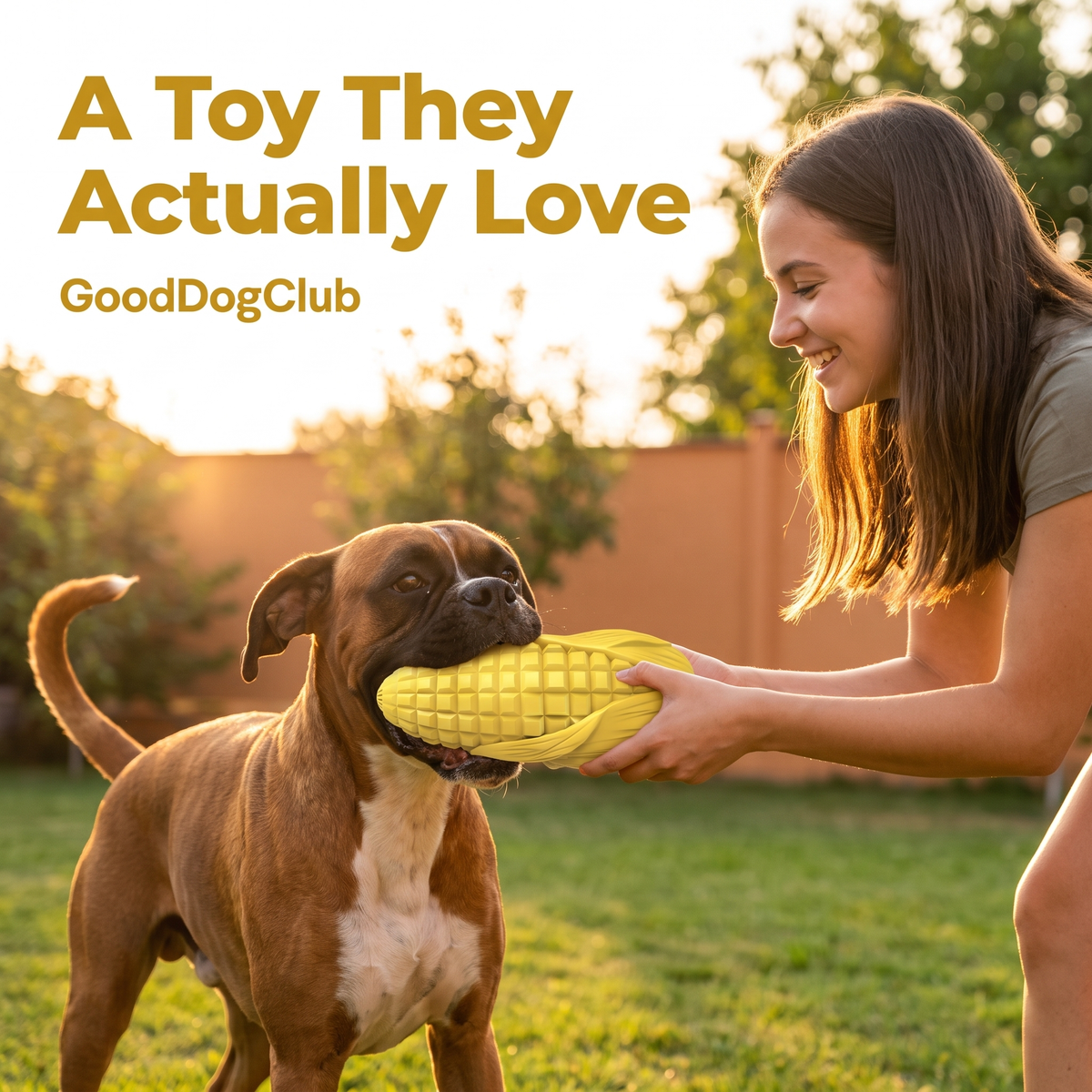 Boxer tug of war at golden hour