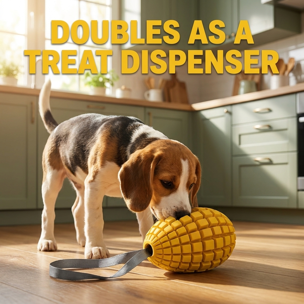 Chomper Mango dog toy with Beagle