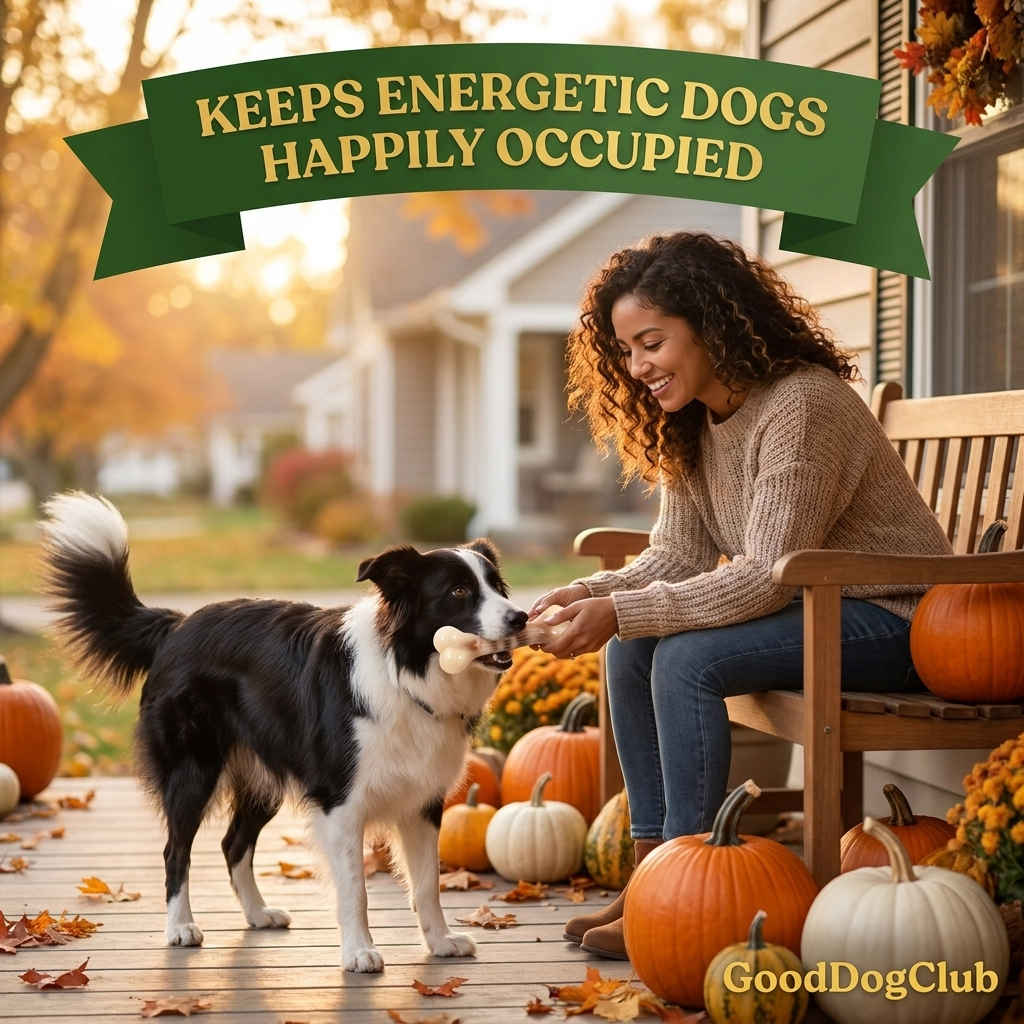 Border Collie with Chomper Bone chew toy
