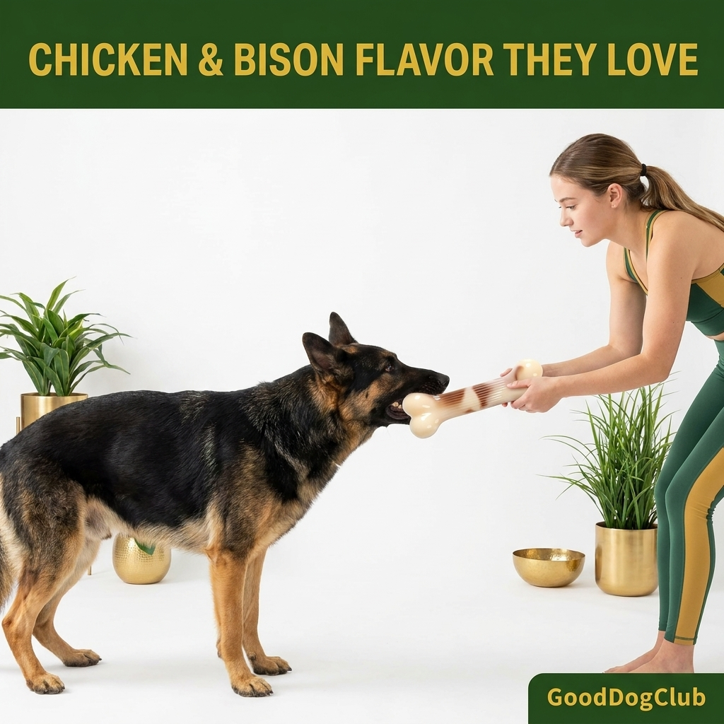 German Shepherd with Chomper Bone chew toy