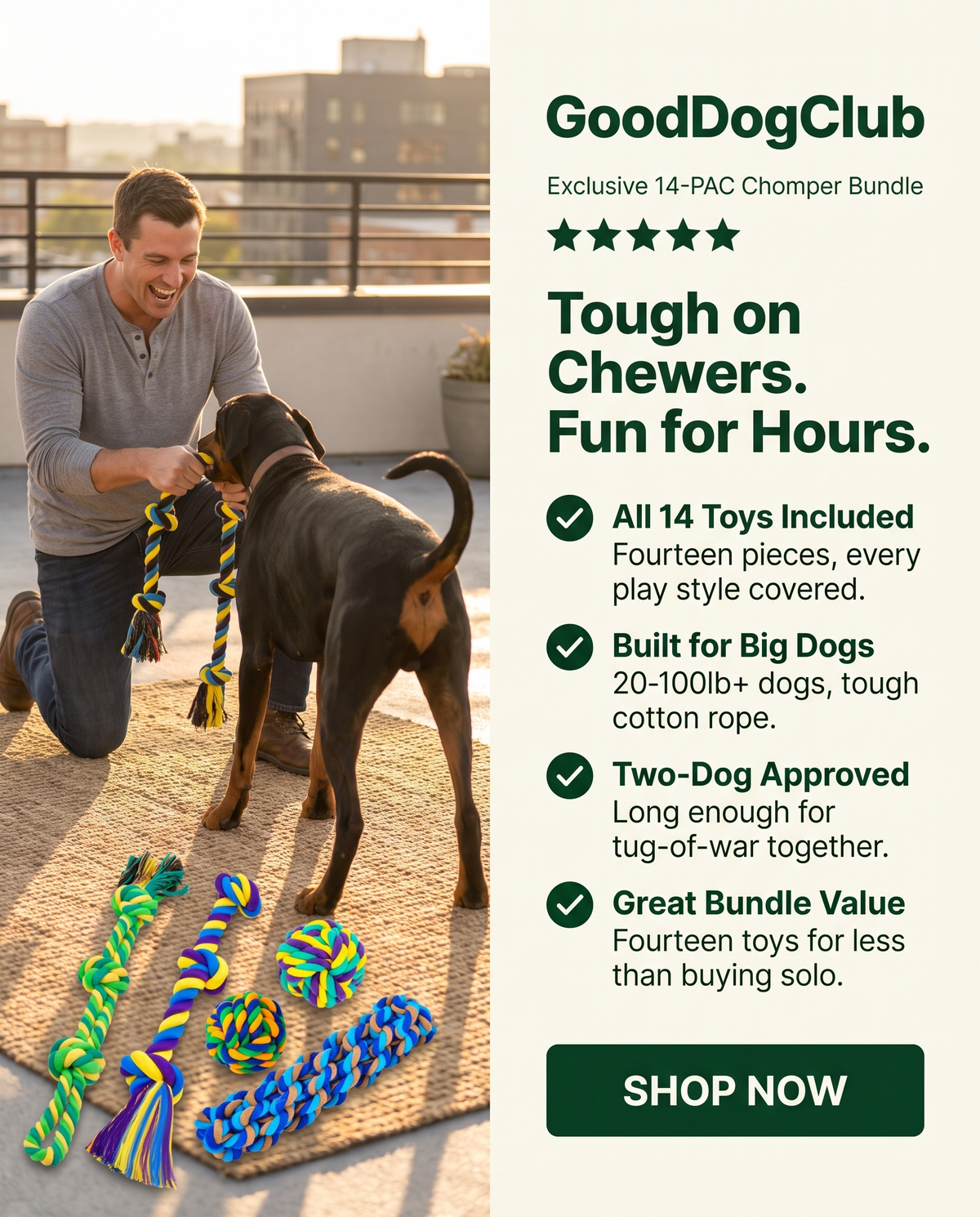 14-PAC Chomper Bundle split-panel checklist ad, Doberman