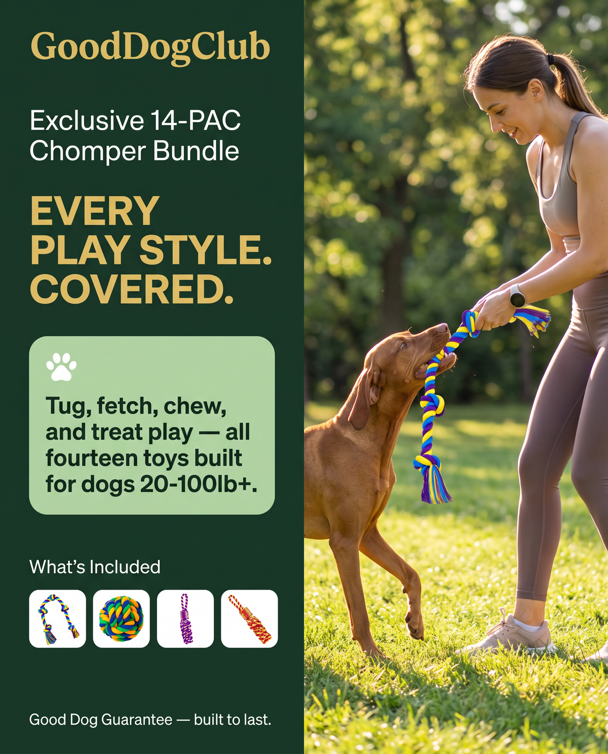14-PAC Chomper Bundle quote-callout panel ad, Vizsla
