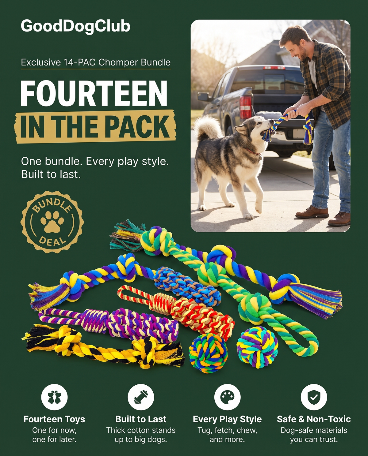 14-PAC Chomper Bundle bundle-deal badge ad, Alaskan Malamute